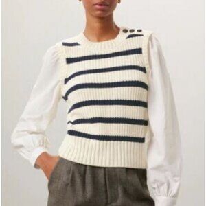Industry Knit Striped Sweater Vest With Attached Blouse Women's XL